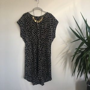 MADEWELL black silk floral day dress sz 8